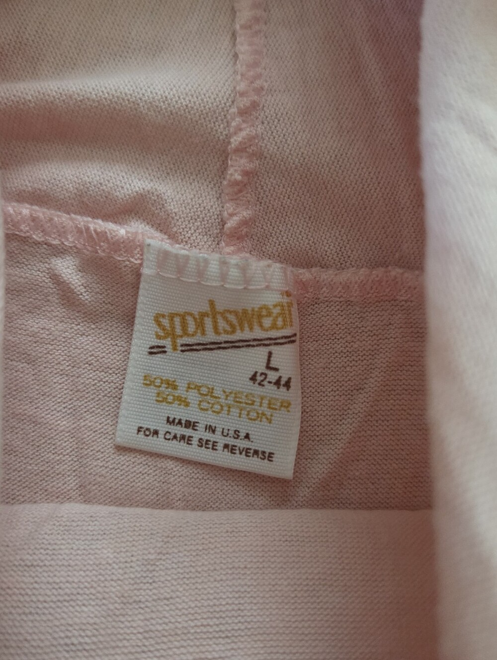 Vintage Light Pink Hooded Pullover Long Sleeve Sweatshirt Small Medium - Picture 6 of 9